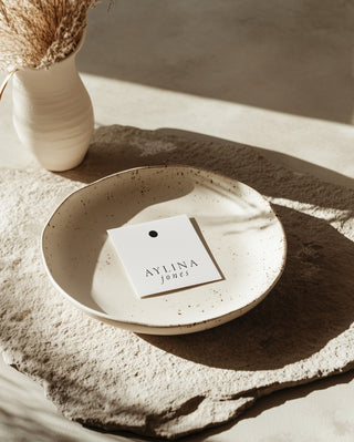 Stone Square Placecards with Italic Last Name and Meal Icon