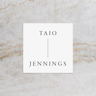 Stone Square Placecards with Uppercase Names and Center Line