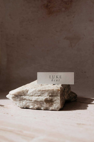 Stone Slim Modern Placecards with Italic Last Name